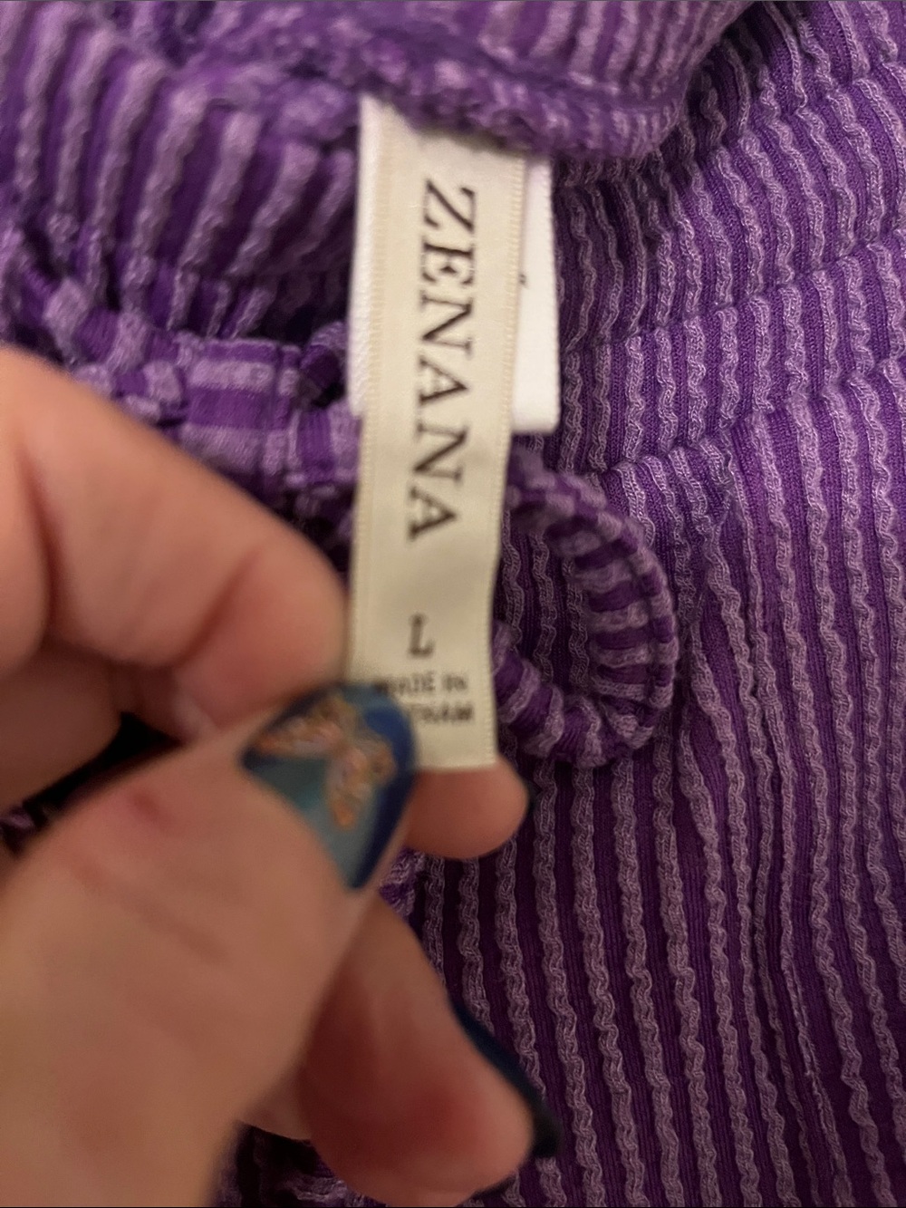 Zenana Outfitters Purple Striped Bottoms and top - Picture 4 of 5